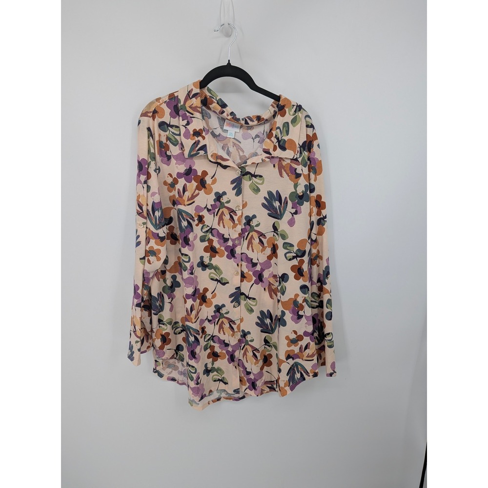 LuLaRoe Valentina Button Down Bundle Women 2XL Floral Polka Dot Fall Lot of 2 - Picture 3 of 8